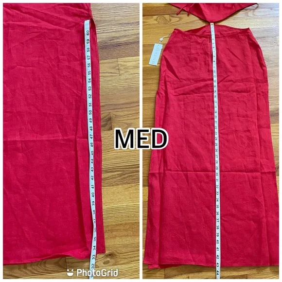 Ronny Kobo Red Marietta Cutout Linen Halterneck Maxi Dress - Picture 10 of 13